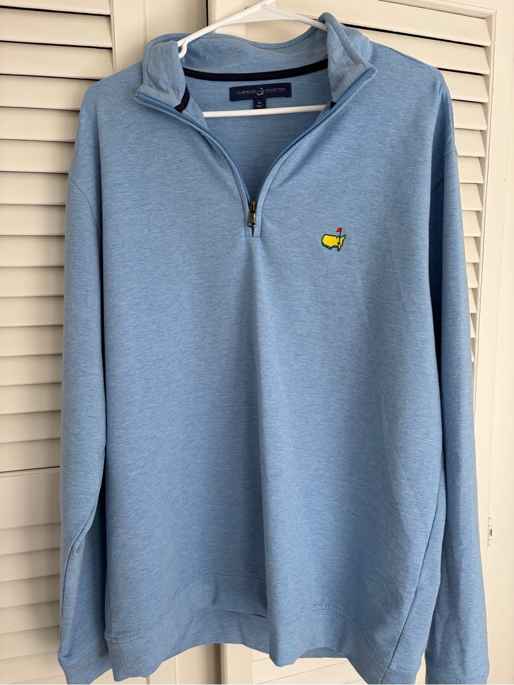 Masters Clubhouse Collection  Light Blue Quarter Zip Pullover with Yellow Logo
